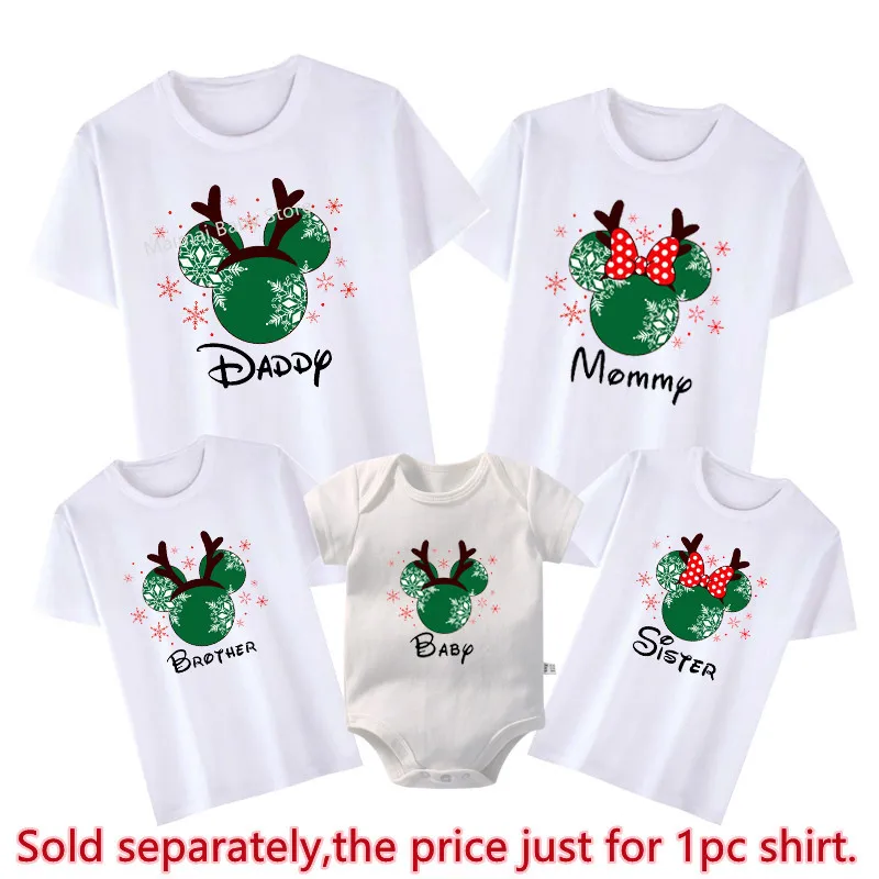 thumbnail image 1 of Nuevas camisetas de ciervos navideños de Disney, camisetas de algodón a juego para papá, mamá, niños, mamelucos para bebés, conjuntos familiares a juego para las vacaciones en Disneyland, 1 of 5