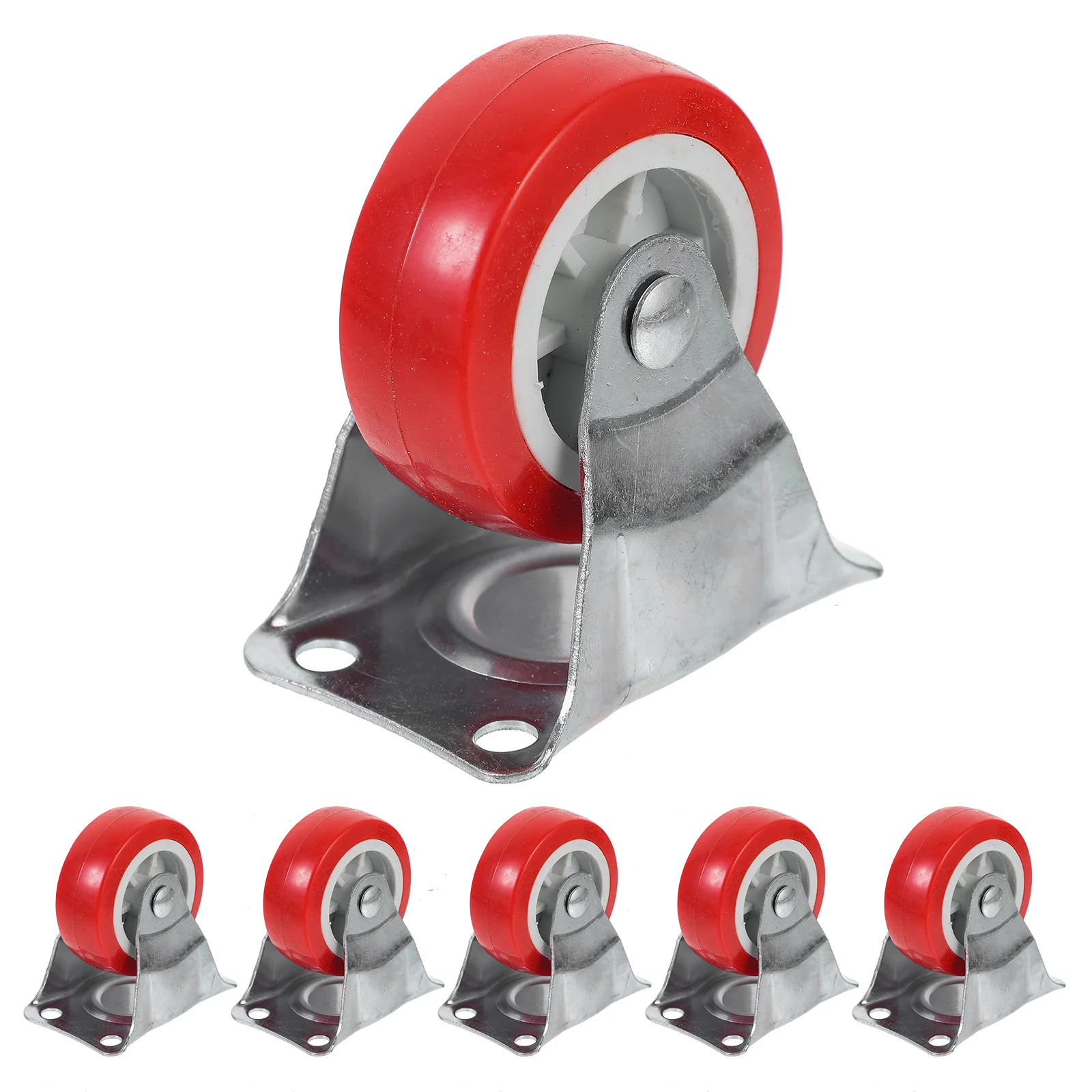 

6 Pcs Heavy Duty Caster Wheels No Swivel Plate Casters Workbench Rubber for Appliances