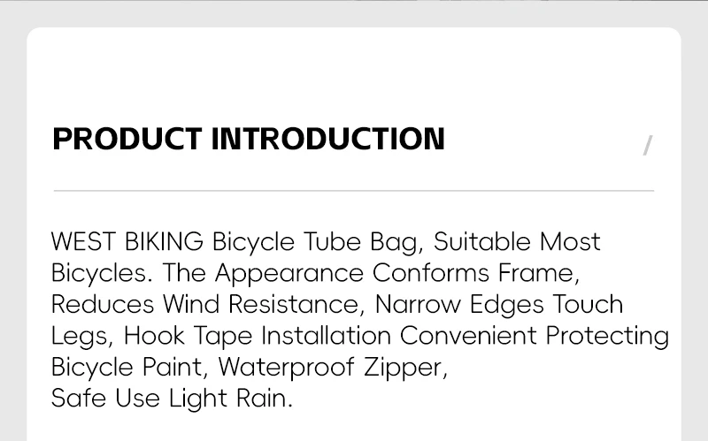 Description Picture 3 of itemWEST BIKING Bike Top Tube Bag With Strap & Screw Fixed Portable Cycling Bag MTB Road Bike Front Frame Bag Bike Accessories
