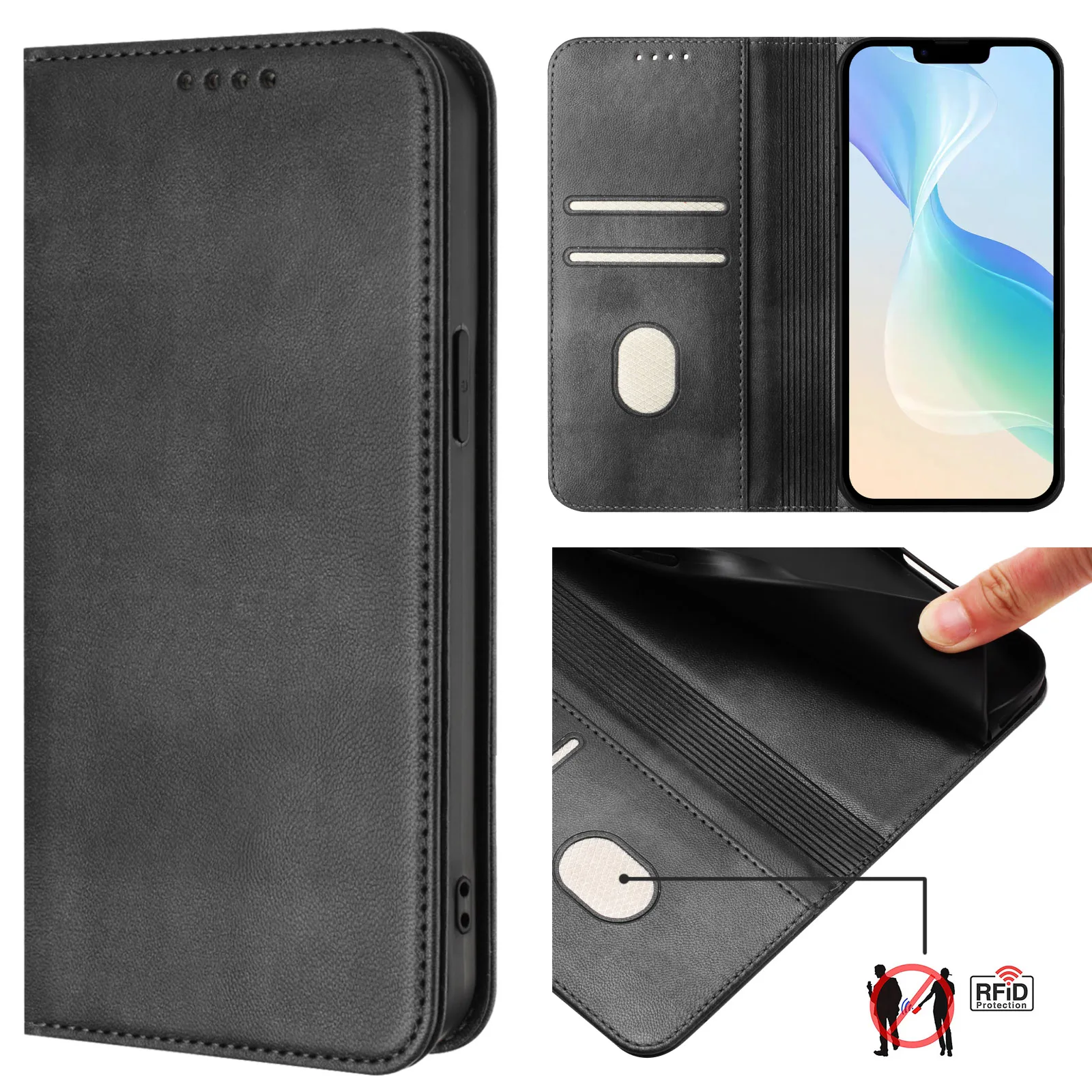 Magnetic Leather Flip Stand Wallet Case - Premium Phone Back Cover