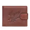 Men RFID Short Wallet Wolf Eagle Slim Cowhide Leather Credit Card Mens Wallets Busienss Money Purses Id Holder Man Purse Coins 4