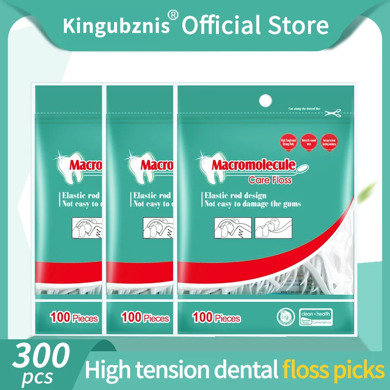 Kingubznis 300PCS Dental Floss Picks Clean Between Teeth Flosser Toothpicks Travel Portable Zip Bag Disposable Toothbrush |