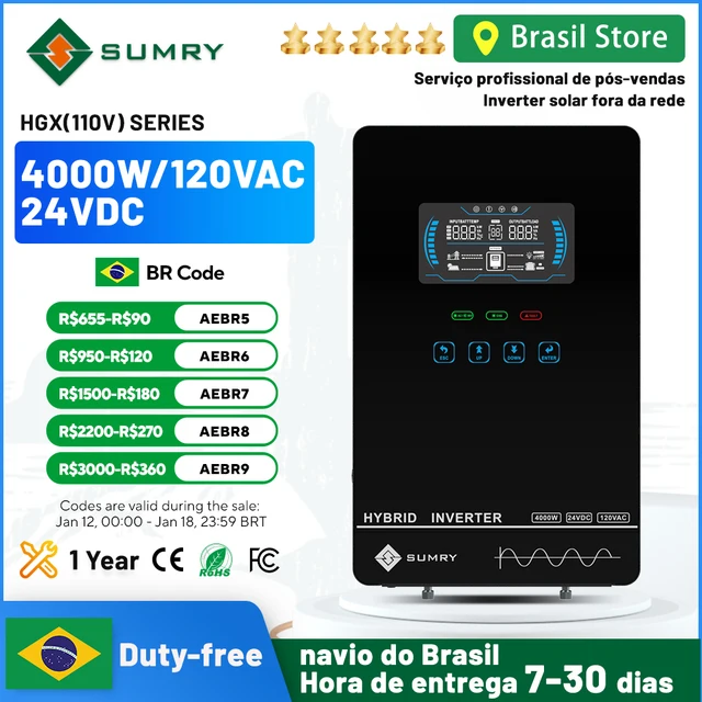 SUMRY Power อินเวอร์เตอร์พลังงานแสงอาทิตย์ Off Grid ระบบ 4KW 24 v 110/120 v Pure Sine Wave MPPT Solar Charger power Home Inversor 1