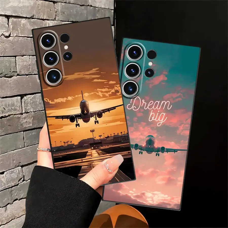 Sleek Black Minimalist Airplane Soft Case