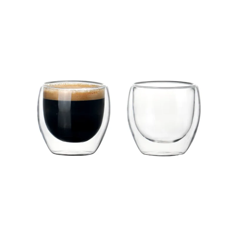 Glass Cup 2-6PCS 80ml Double-layer Insulated High Borosilicate Glass Coffee Milk Mug Tea Cup Restaurant Household Drinkware Gift