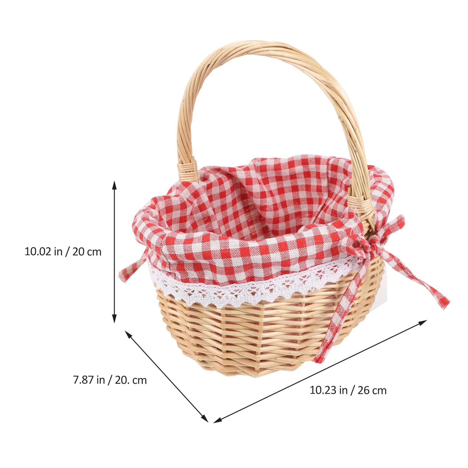 Zerodeko Little Red Riding Hood Basket Hand Woven Picnic Bag Gift Basket Wicker Storage Basket Linen Inner Basket Storage 6