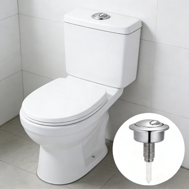 ปุ่มกดชักโครกสีเงิน ปุ่มปล่อยน้ำในถังเก็บน้ำ วาล์วเติมน้ำ ABS สำหรับเปลี่ยนอะไหล่ชักโครก Siamp Optima 49 อุปกรณ์ห้องน้ำ 1