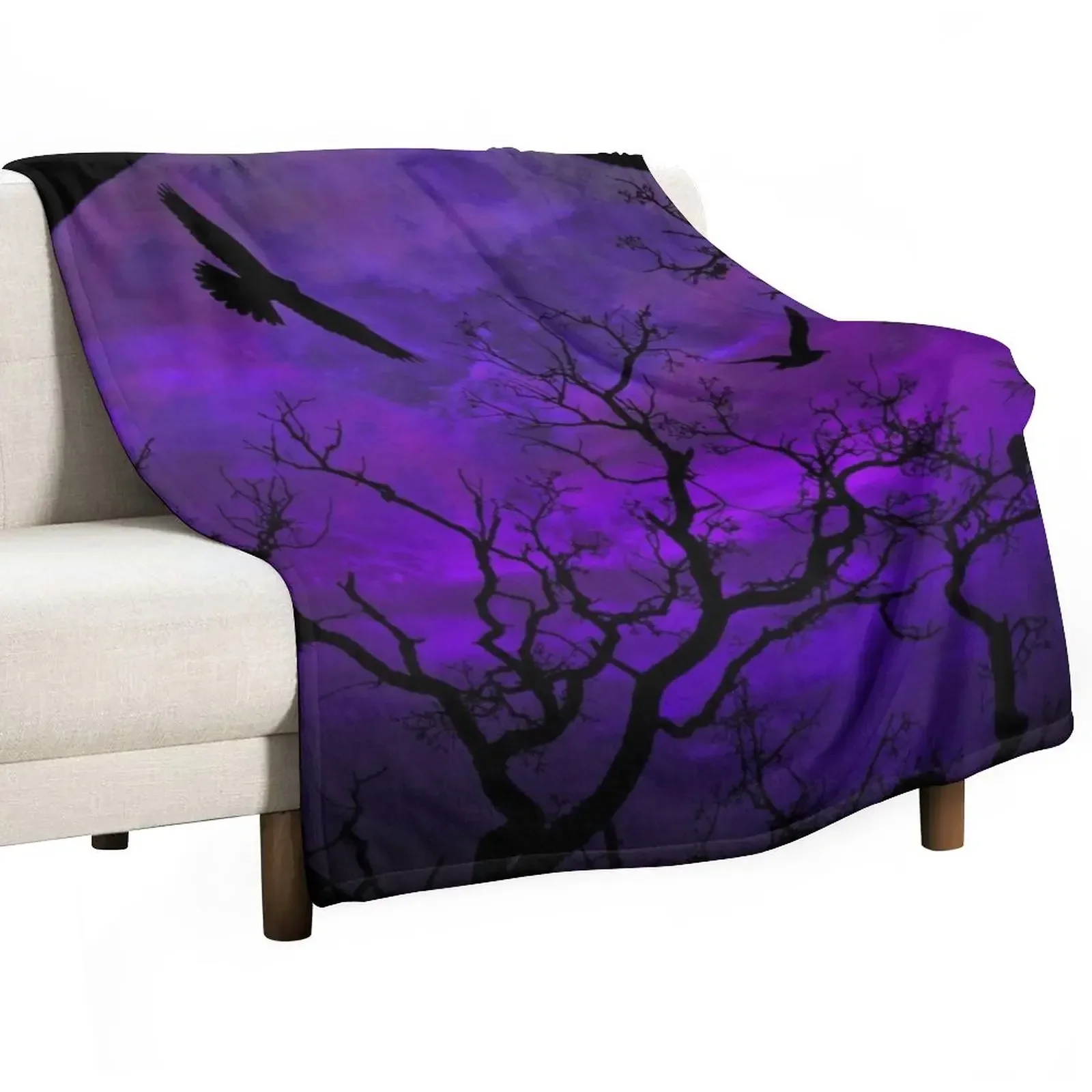 

Purple Gothic Moon Throw Blanket Summer warm for winter Flannel Sofa Quilt Blankets