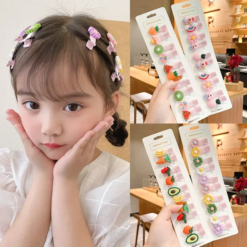 Children Hairpin Fruit Hair Clips Baby Side Bangs Clip for Kawaii Girls Headdress Hair Accessories Baby Bows 10 PCS 2023 New