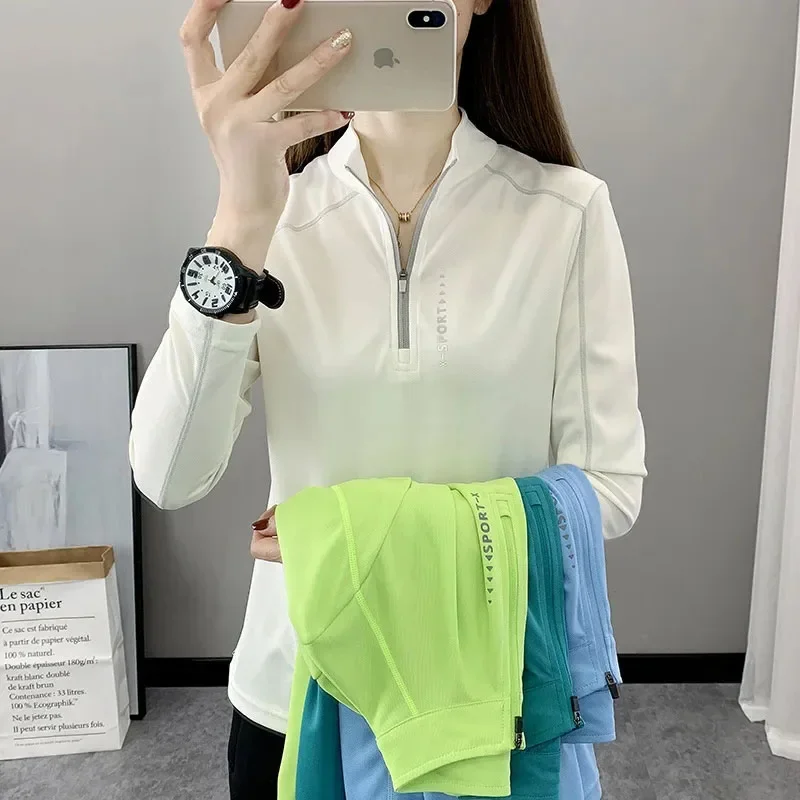 Women Long Sleeve Outdoor Quick Dry T-shirts Elastic Breathable Sportswear Running Gym Yoga Fitness Clothing Camisas BlouseS-4XL 5