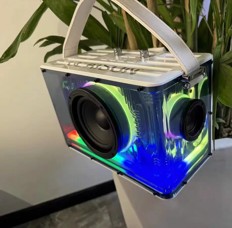300 Peak Power Karaoke Bluetooth Speaker With Wireless Mic Transparent Mecha Style Portable Party Gaming Music Audio HIFI 5