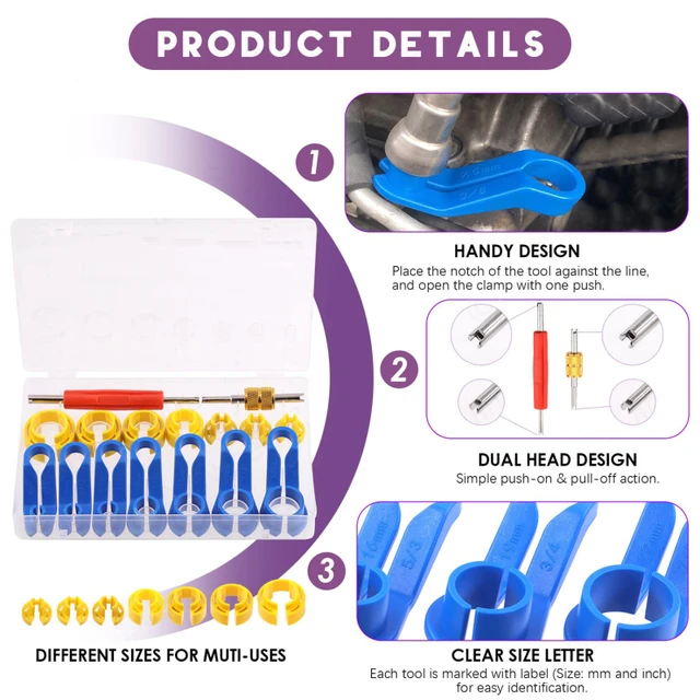7/16pcs Remove Fuel Line Replacement Tool Auto Fuel Line Angled Disconnect Set Tool Air-conditioning Oil Pipe Quick Removal Tool 5