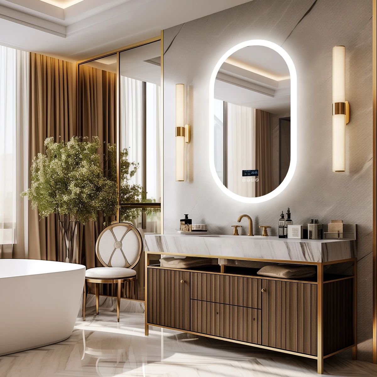 LUVODI Lighted Bluetooth Bathroom Mirror Led Backlit Illuminate Vanity Mirror with Time Date Display Anti-fog — view 4