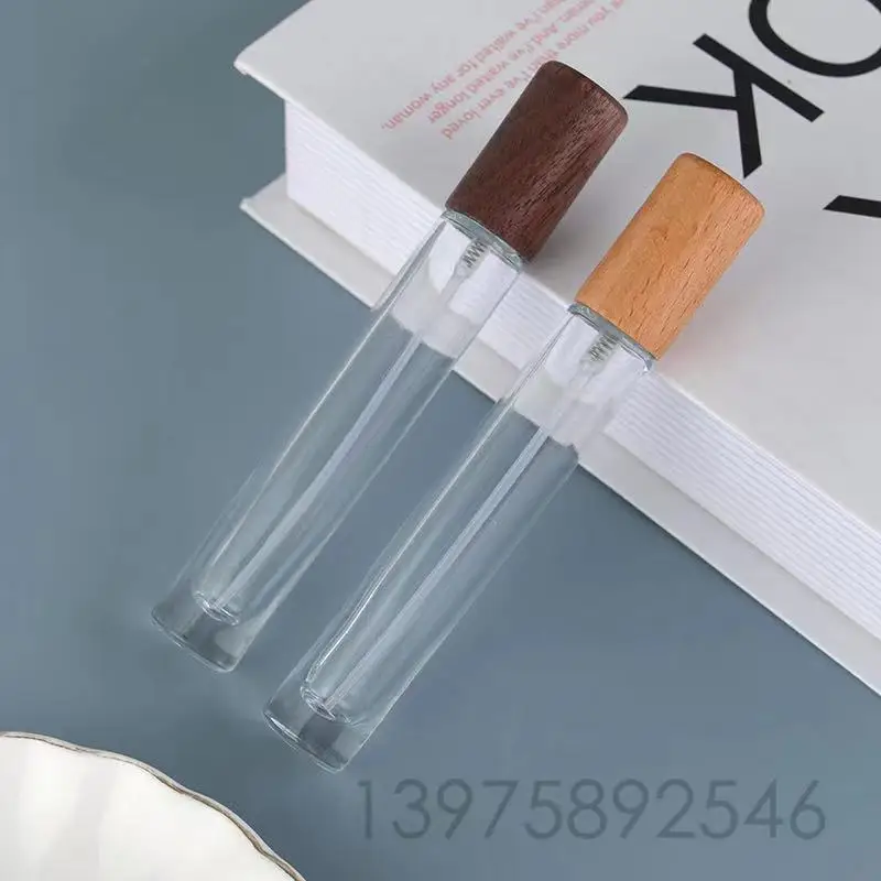 10ml Wooden Lid Refilable Perfume Dispenser Empty Spray Bottle Travel Glass Cosmetic Container Atomizer Sample Test Tube Vials 4