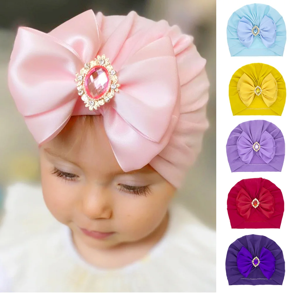 

Bow Knot Cap Baby Accessories For Newborn Solid Color Elastic Bowknot Beanie Velvet Bow Toddler Turban Kid Hat Pullover Cap