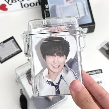 Ins – boîte transparente pour cartes Photo idole, étui pour cartes Photo, organisateur de rangement de cartes de 3 pouces, boîte de rangement de photos en plastique, papeterie scolaire 1