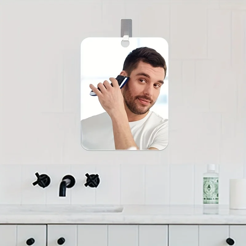 1 PC Deluxe Anti-Fog Shaving Mirror Fogless Bathroom Shower Mirror With Handheld Option For Men And Women Hanging Shower Mirro