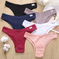 Lot de 5 culottes brésiliennes en coton pour femmes, taille basse, sous-vêtements confortables, string, lingerie pour filles, nouveauté 4