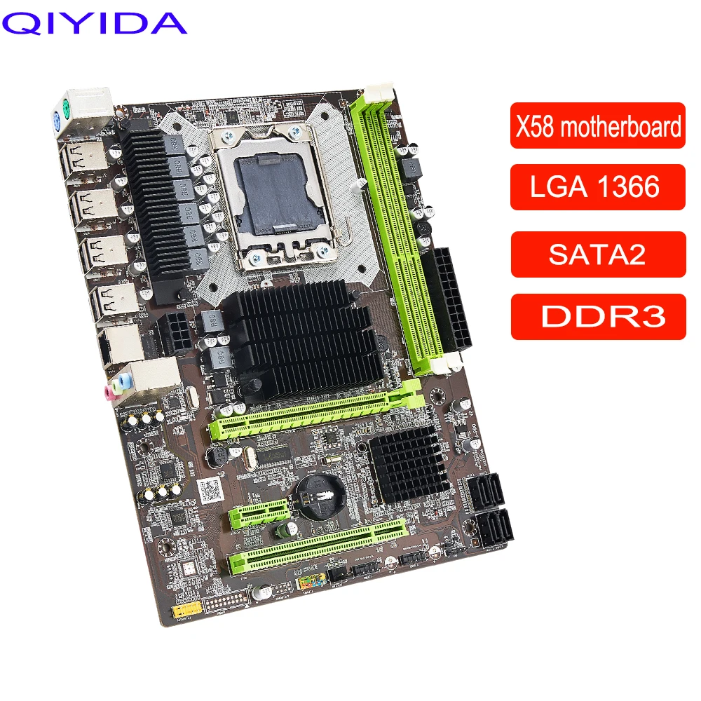Qiyida X58 LGA 1366 Motherboard LGA1366 Support REG ECC DDR3 and Xeon Processor AMD RX Series Spell ddr3 4GB 8GB 16GB