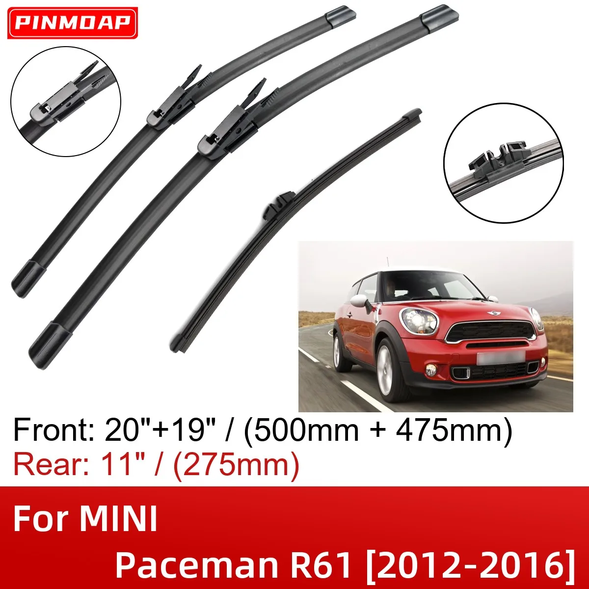 

Щетки стеклоочистителя для MINI Paceman R61, 2012-2016, 20 + 19 + 11 дюймов, аксессуары для резака, 2012, 2013, 2014, 2015, 2016