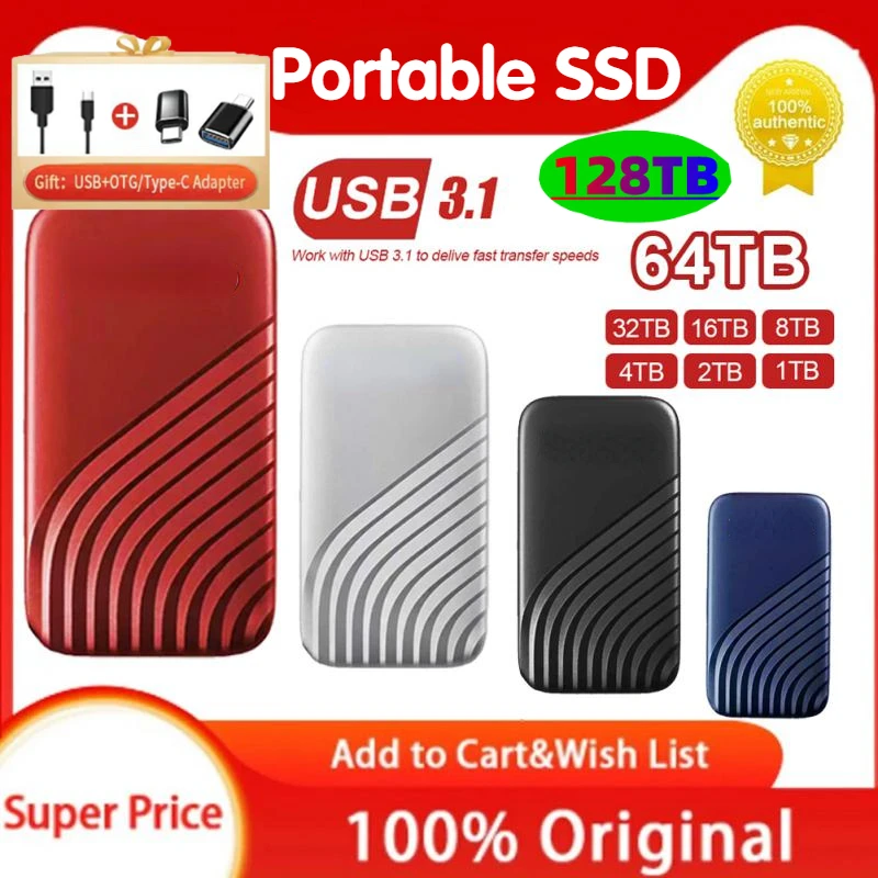 

External Hard Drive 128TB 256TB 64TB USB3.1 High-Speed SSD 8TB 2TB Portable External SSD Hard Disk Solid-state Disk Hard Drive