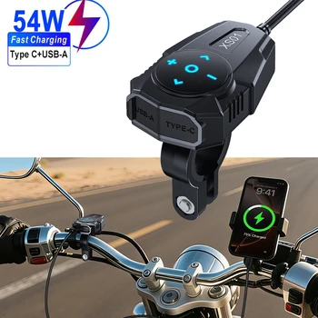 Caricatore USB per Moto 24W USB-A 30W Tipo C Ricarica Rapida IP67 Impermeabile con Supporto per Manubrio Caricatore Digitale per Telefono