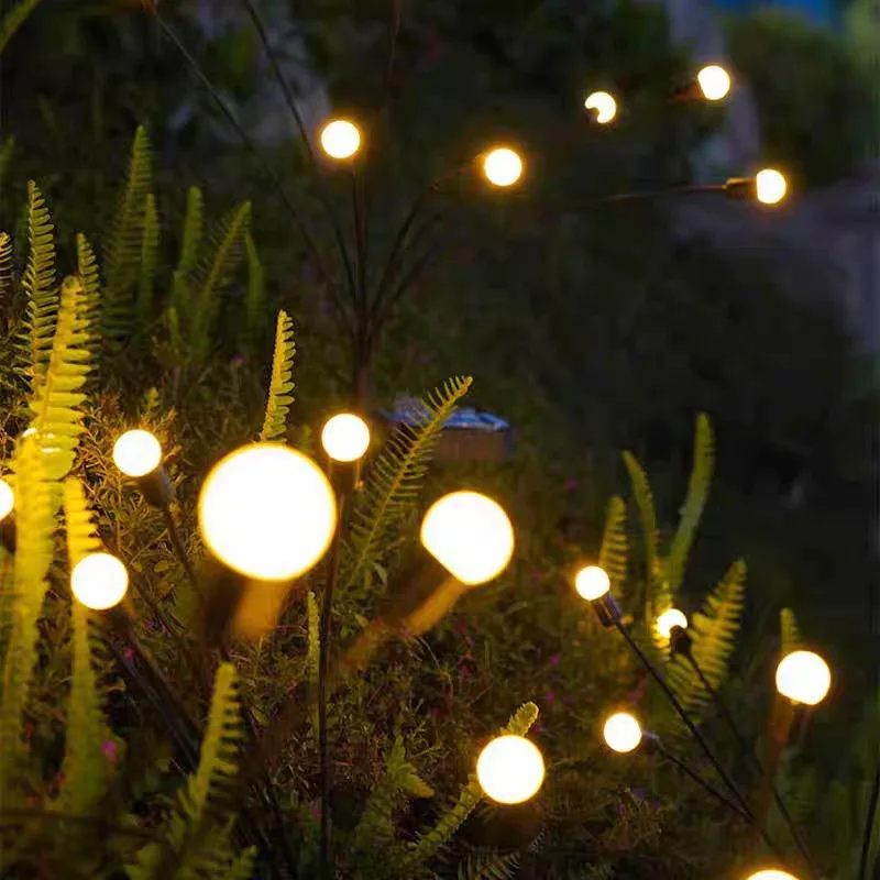 10 LED Solar Garden Lights Powered Firefly Lights Outdoor Waterproof Vibrant Garden Lights for Patio Pathway Decoration,Warm 5