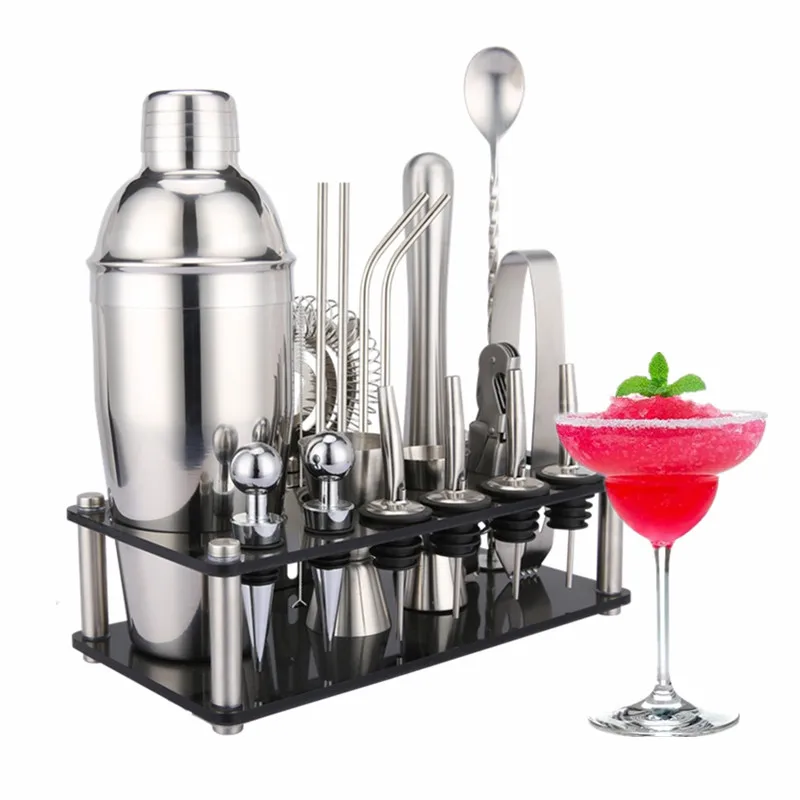 Bartender Kit 750ml/550ml Stainless Shaker Set With Acrylic Stand Professional Bar Tools Drink Mixing,party - Bar Sets - AliExpress