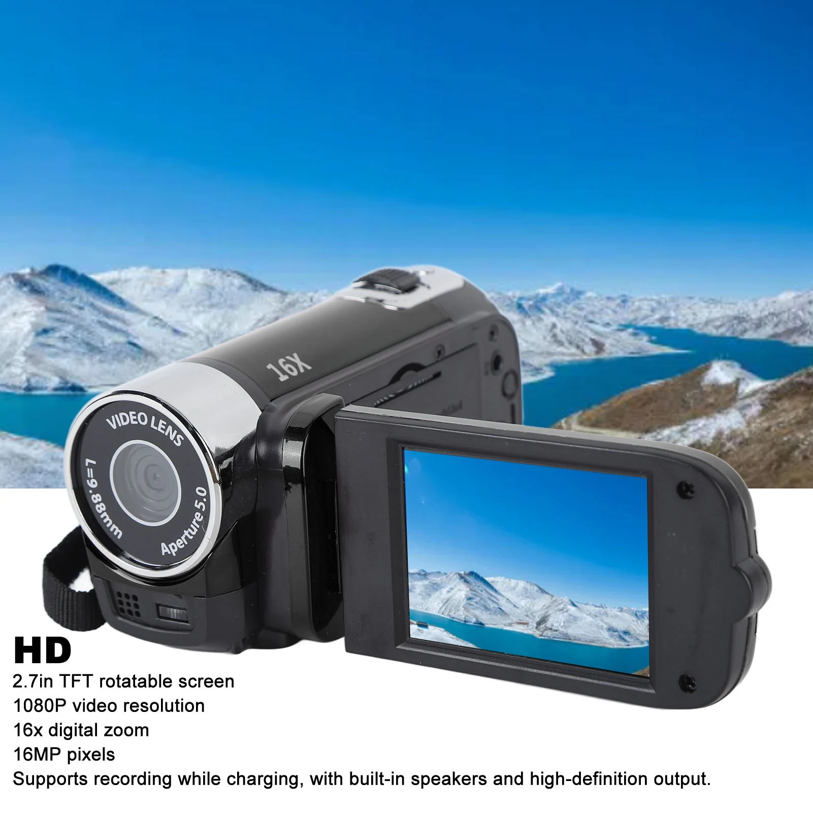 Caméra DV 4K 48MP Écran Rotatif 2,7" Zoom 16x