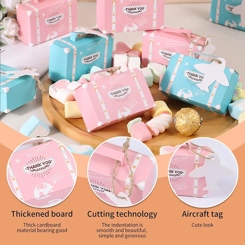 10/20Pcs Suitcase Gift Box Candy Chocolate Packing Box Kids Bithday Party Decor Supplies Travel Theme Wedding Baby Shower Favors