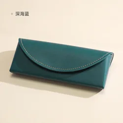 Vibrant PU Leather Eyeglass Case - Trendy Unisex Accessory (Blue)