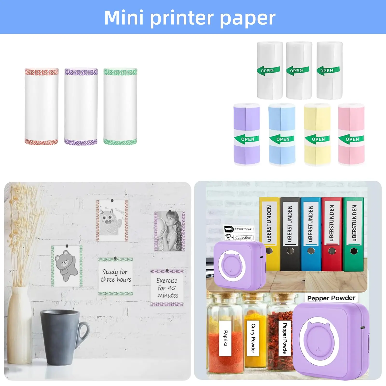 Thermal Mini Sticker Printer Paper,57x25mm Thermal Sticker,Mini Pocket Printer Sticker Paper for Most Kids Instant Camera Refill