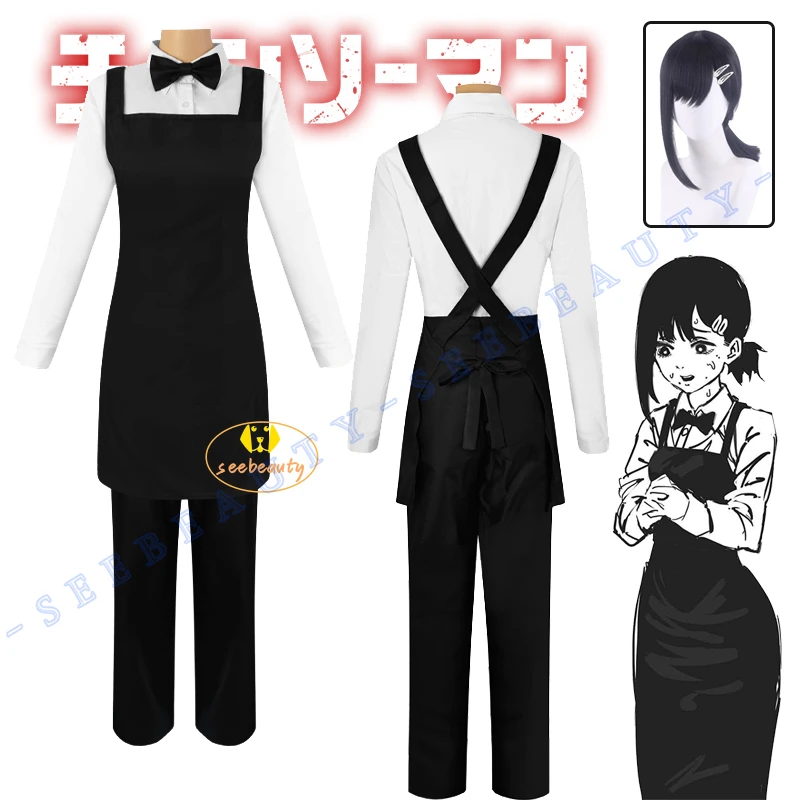 Higashiyama Kobeni Anime Chainsaw Man Cosplay Costume Wig Black Uniform