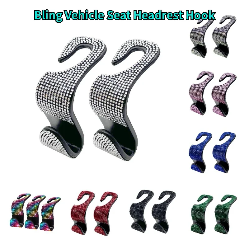 Bling Seat Back Hook - Rhinestone Suede Car Hook With Hidden Storage, High Load-bearing Design