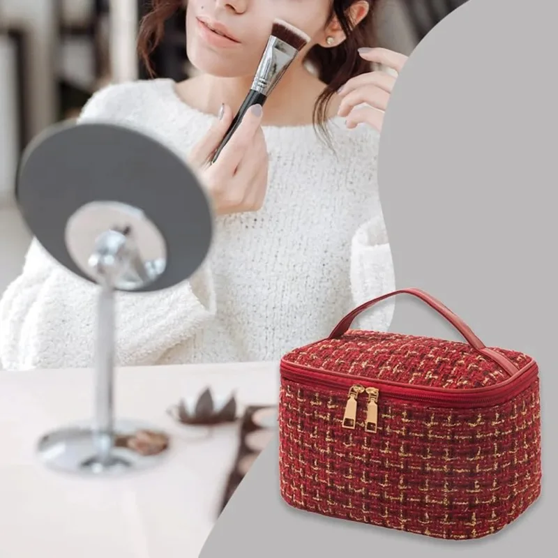 2024 New Women's Bag Knitted Style Makeup Bag Portable Portable Portable Makeup Bag Fashionable Large Storage Bag BX101