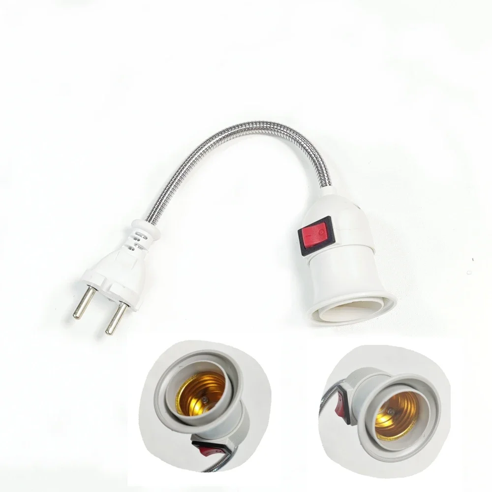 Plug E27 Lamp Base Wall Flexible Holder Light Socket Converter Bases on/Off Book Light Adapter Plug Switch