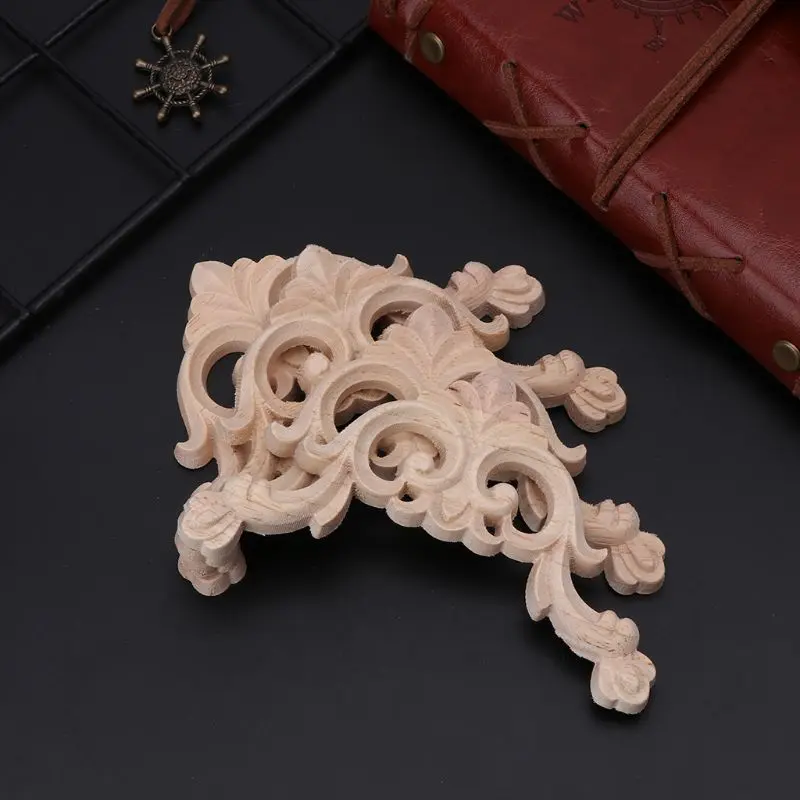 

4pcs/set Wood Carved Corner Onlay Applique Unpainted Frame Cupboard Cabinet Deca