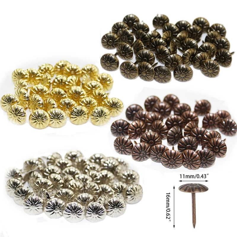 100 Pcs Antique Furniture Nail Decorative Tacks Upholstery Nail for Upholstered Furniture Cork Board or DIY