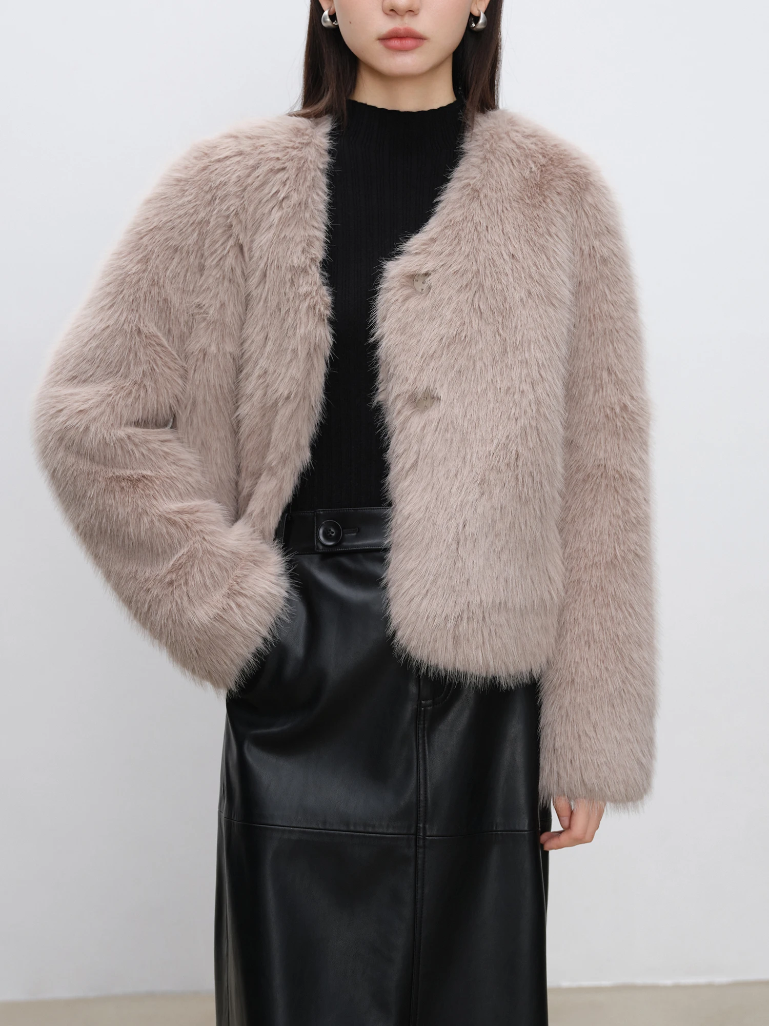 ジャケット・アウター  Faux Fur Coat HBYJLZYG Oversized Faux Fox Fur Plush Coats Jacket Tops
