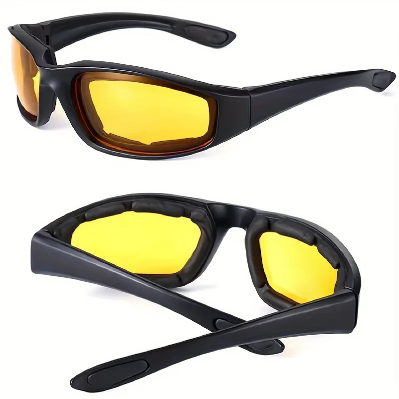Sports Glasses Combo Windproof Cycling Eyewear Outdoor Glasses With Yellow & Grey Lenses Durable Frame Athletic Accessories 1pc