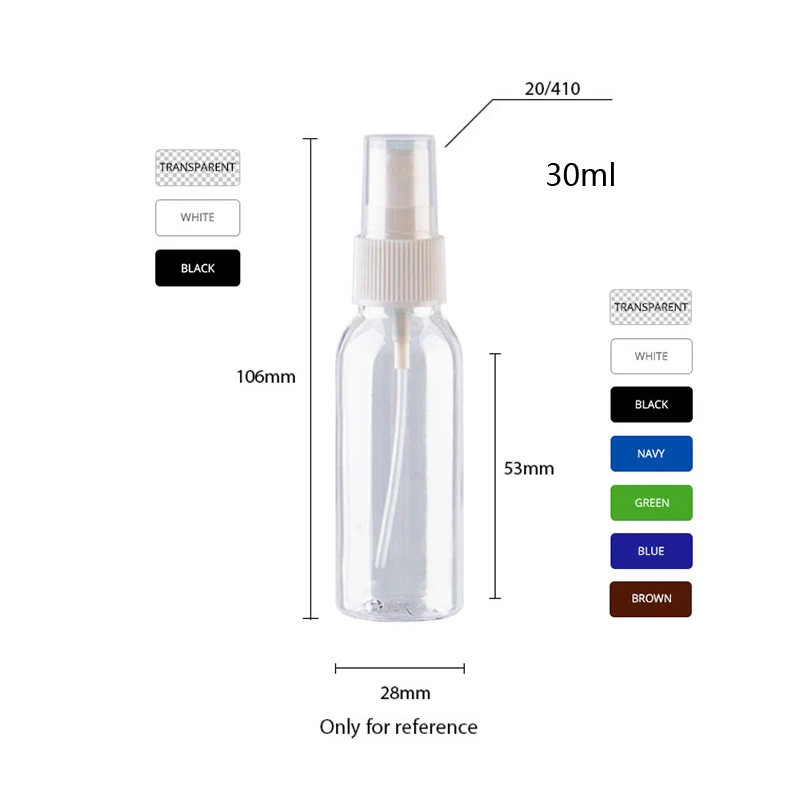 30pcs 30ml 50ml 60ml 100ml Sprayer Empty Bottles For Perfumes 100cc PET Clear Container With Fine Mist Spray Bottle Package
