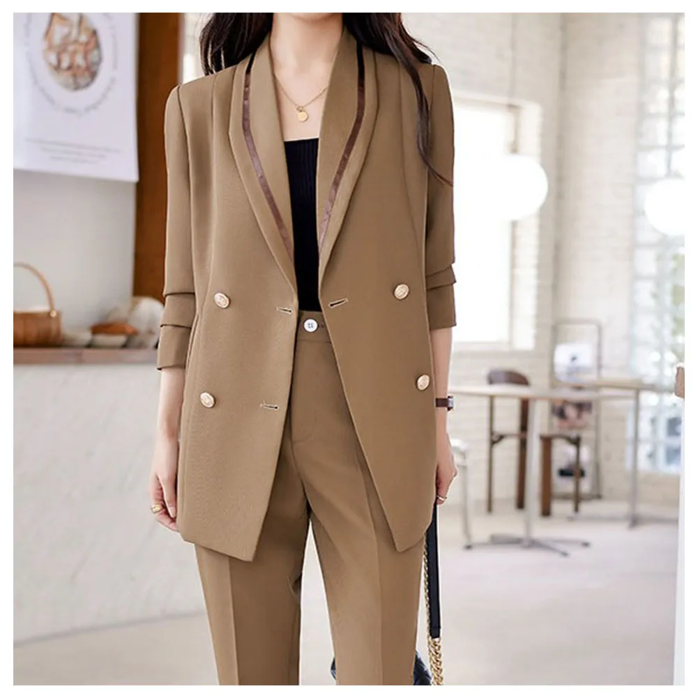 Tesco White Blazer+Pencil Pants Women Suit 2 Piece New Design Shawl Lapels Jacket Elegant Pantsuits For Work ropa de mujer
