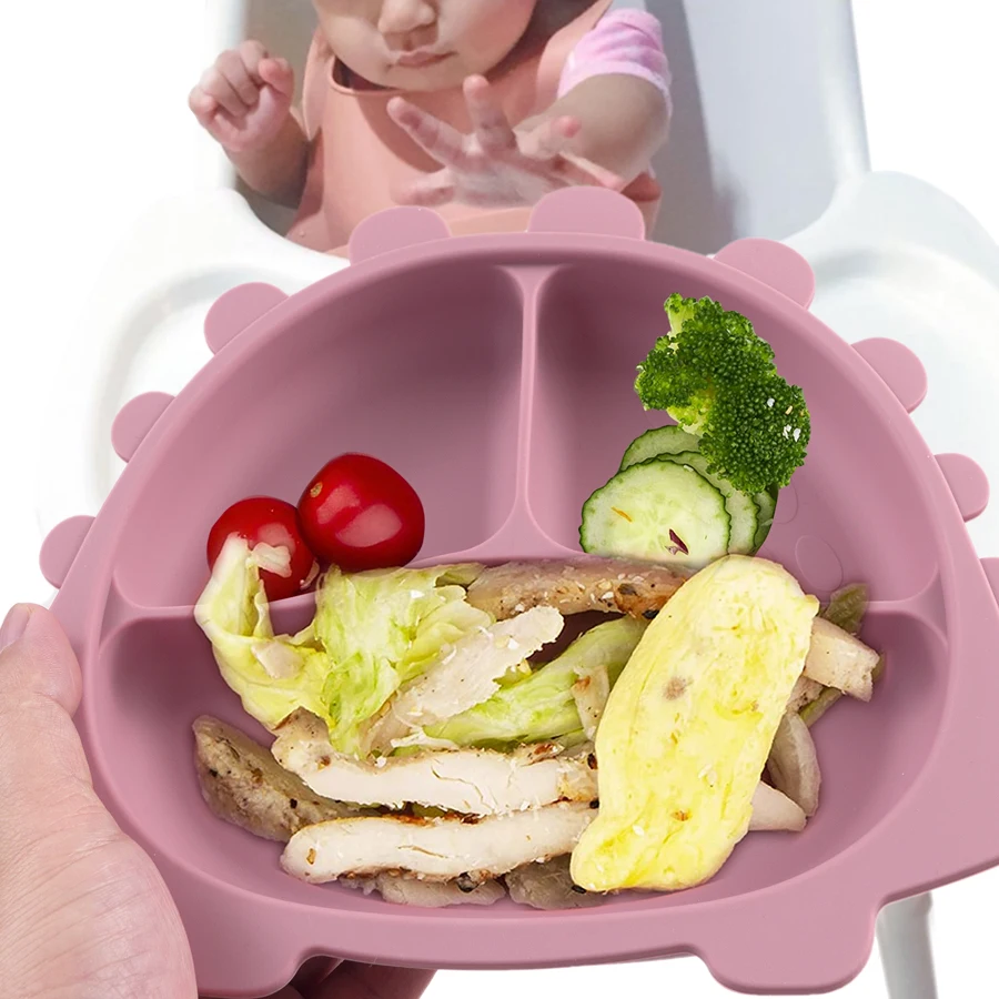 1PC BPA Free Dinosaur Children Dishes Suction Plates Silicone Baby Feeding Dining Plate For Toddlers Training Bowl Baby Stuff 6