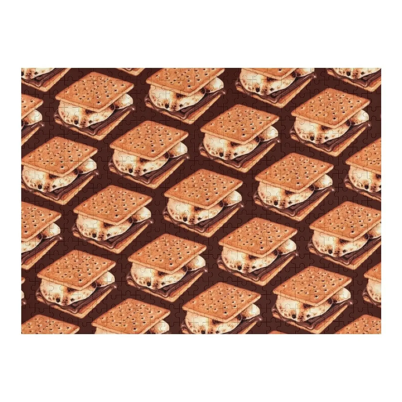 S'mores Pattern - Brown Jigsaw Puzzle Personalized Gift Wooden Adults Wood Adults Puzzle