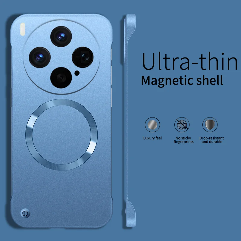 Sleek Frameless Matte Metal Magnetic Phone Case Compatible with Magsafe Charging