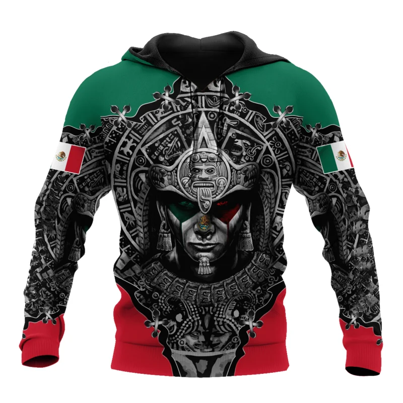 thumbnail image 1 of Sudadera con capucha para hombre y mujer, con estampado 3D de la bandera nacional de México, informal, de gran tamaño, popular, a la moda, para otoño, 1 of 5