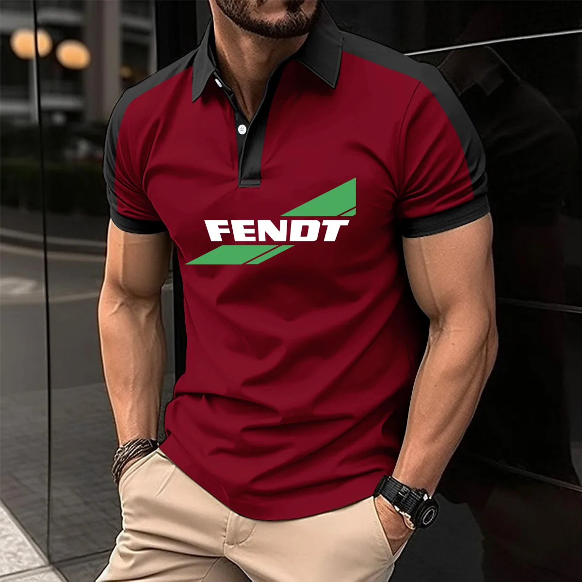 

2024 Brand POLO shirt for men Tractor FENDT summer men's clothing Trendy new golf shirt top Harajuku lapel T-shirt for men
