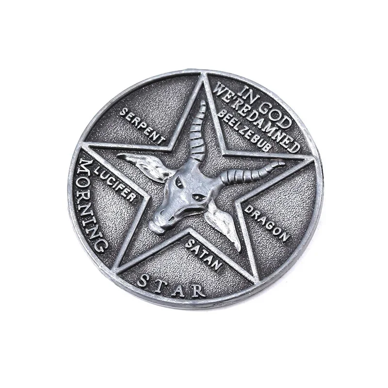 Lucifer Morning Star Satanic Pentecostal Coin Cosplay Costume Props TV Show Badge Commemorative Halloween Metal Accessories