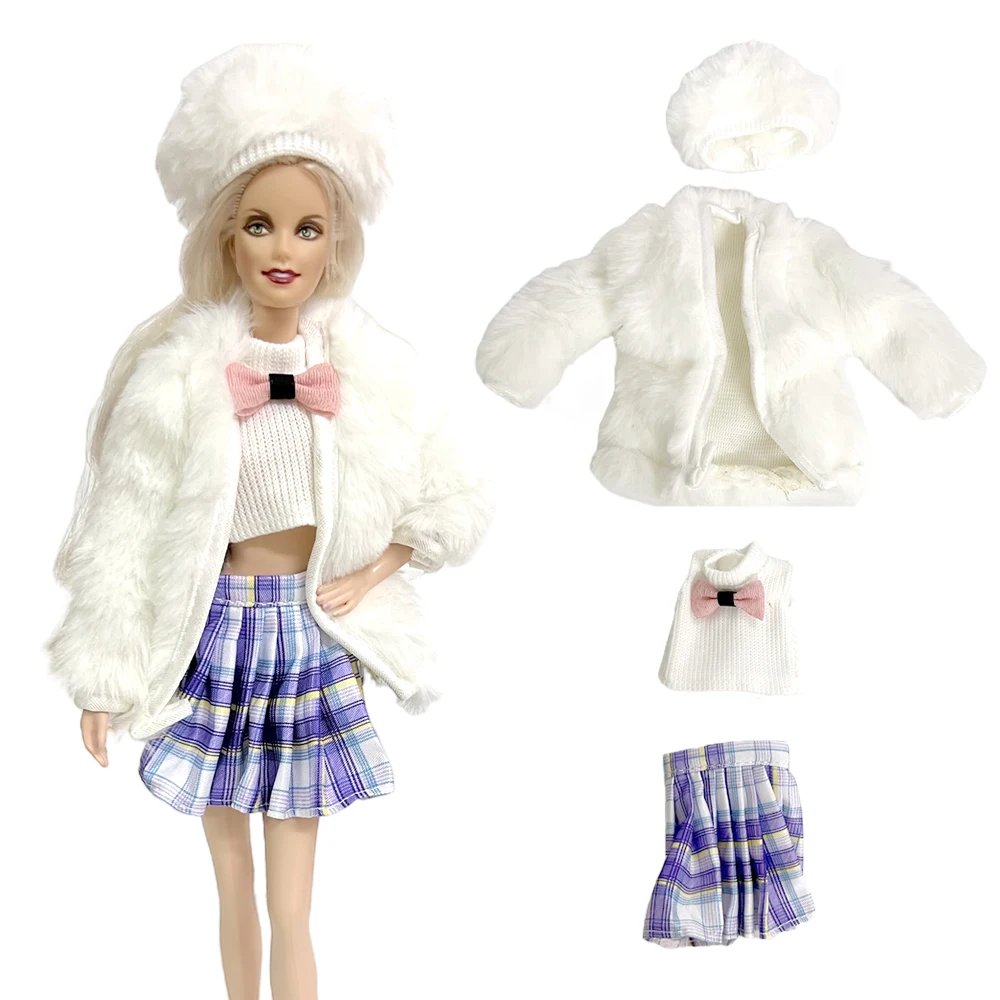 NK 1 Set  30Cm Barbies Fashion Clothes Coat + Top +Skirt +Hat  1/6  Doll House Accessories For 11.8 Inch Barbies Girls Toy Gifts