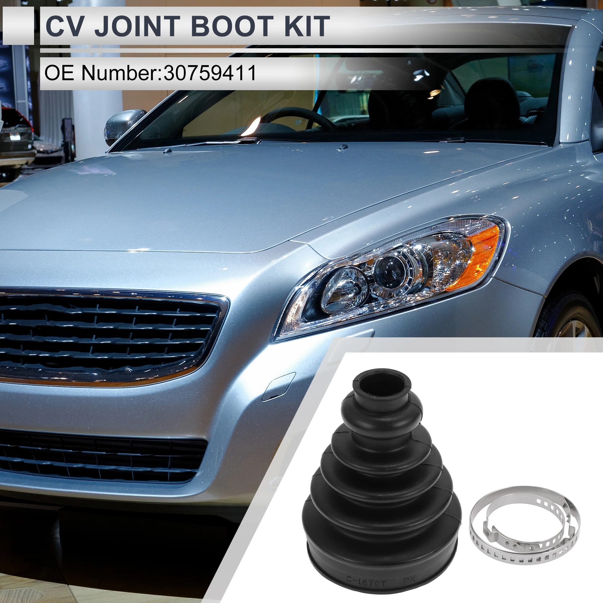 X Autohaux No.30759411 Inner CV Joint Boot Kit with Clamps for Volvo S60 2011- for Volvo S80 2007-2015 XC70 2008